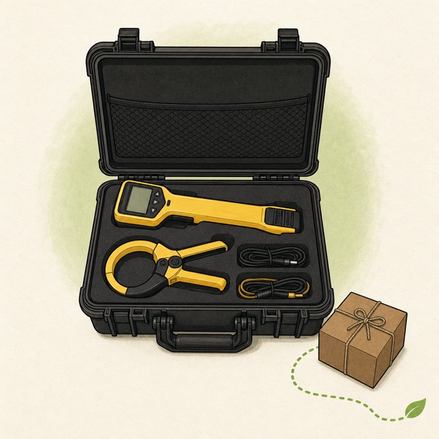 A pipe and cable locator kit in its hard case