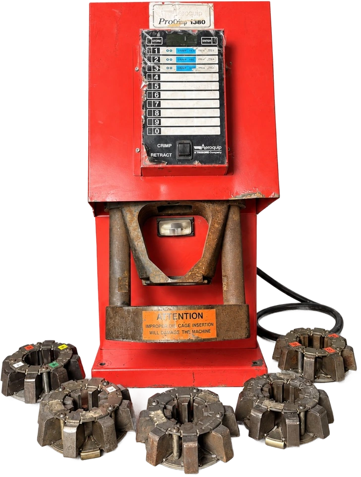 Aeroquip ProCrimp 1380 FT1380-115 Hydraulic Hose Crimper Enerpac 5 Dies